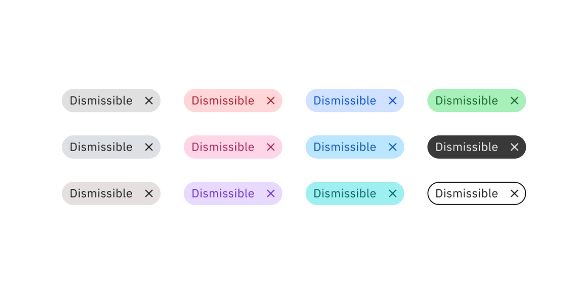 Dismissible tag colors.